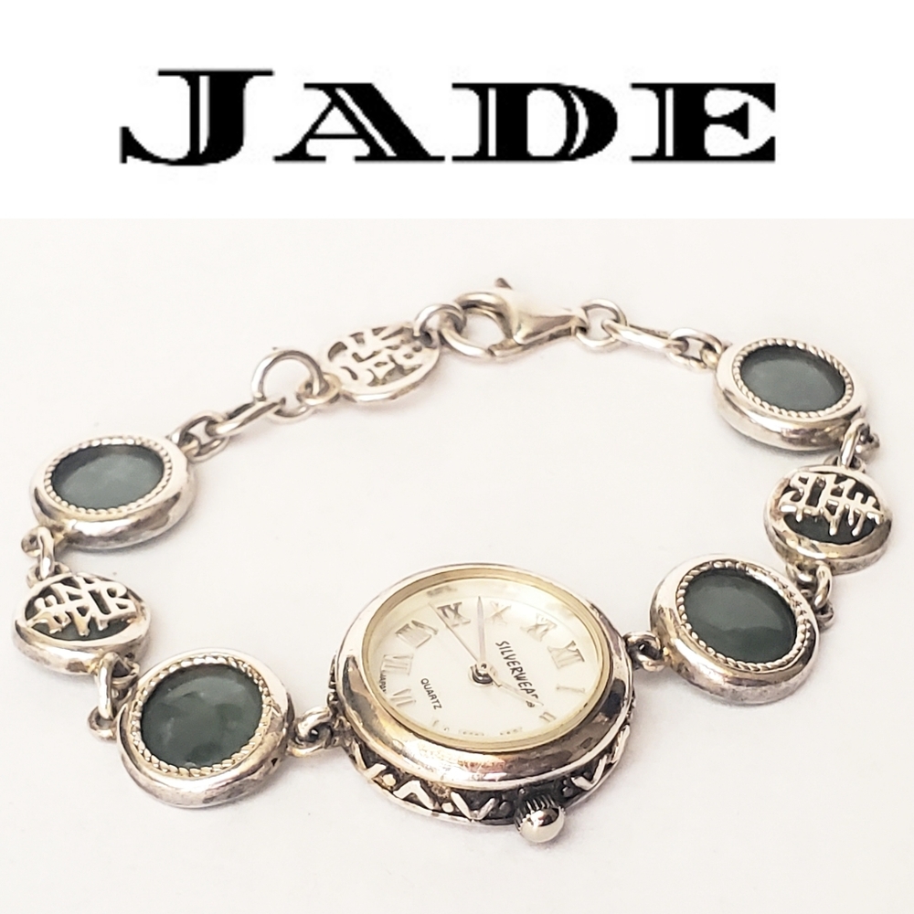 SOLD Vintage Silverwear Jade Watch Bracelet